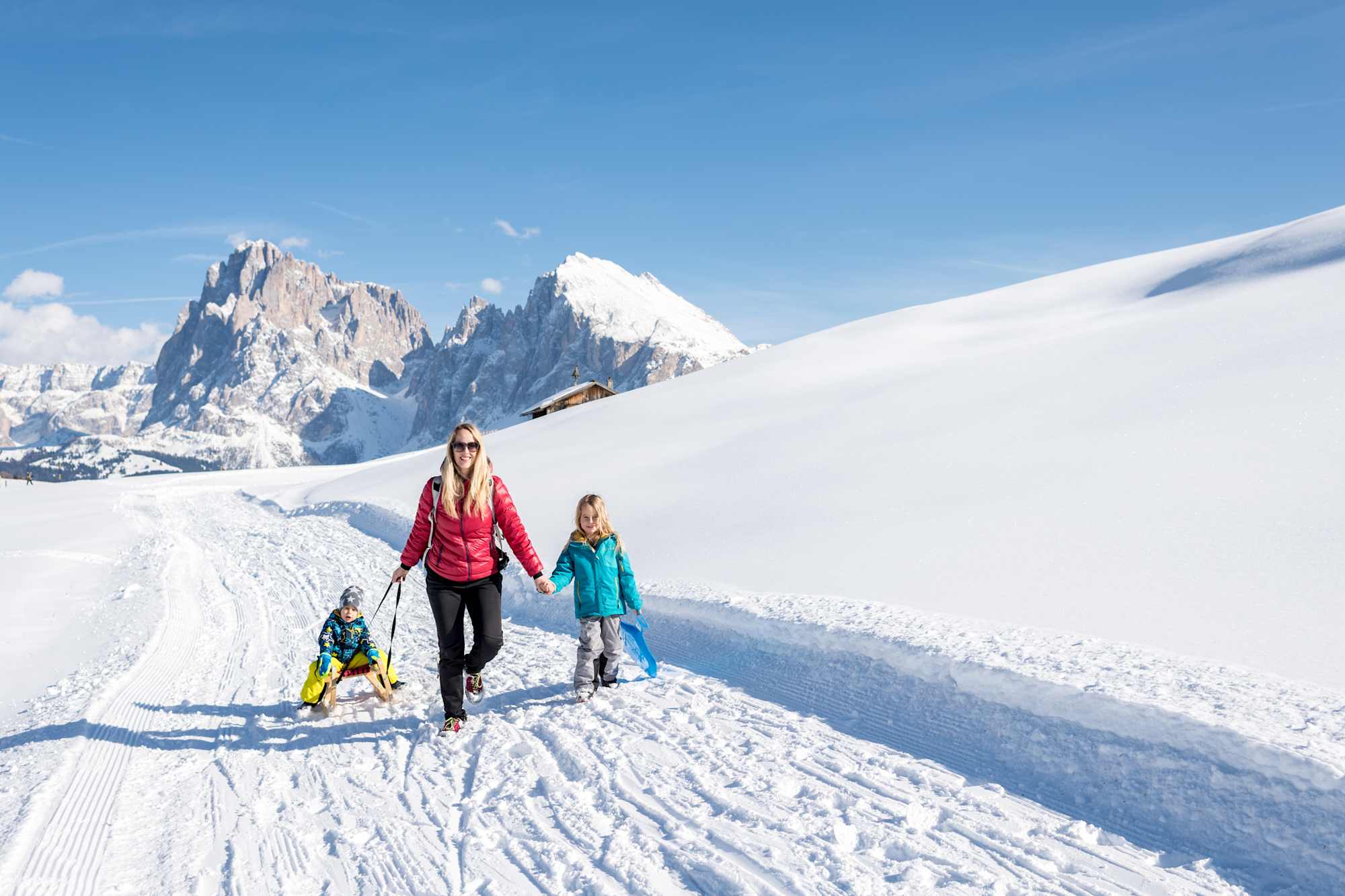 Rodeln auf der Seiser Alm